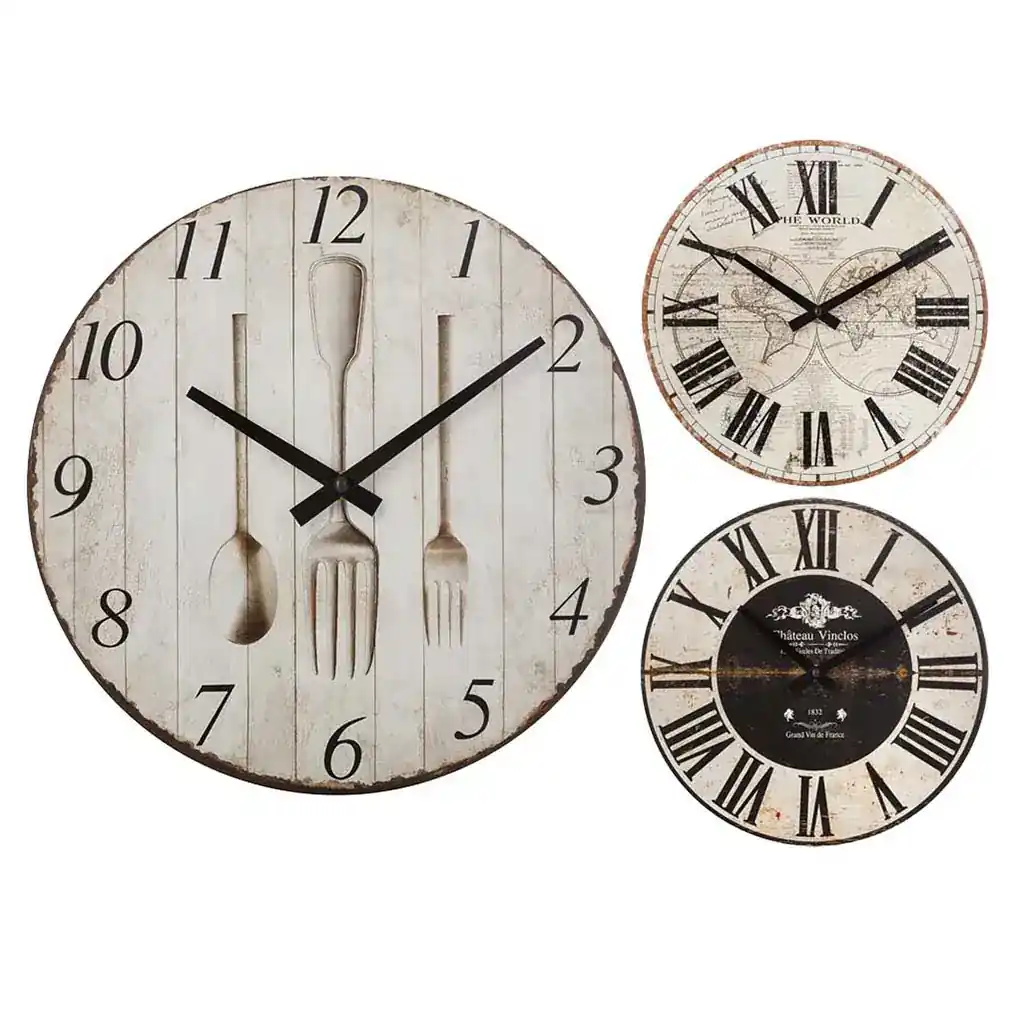 Reloj Pared MDF Boris Ø28cm 3S.