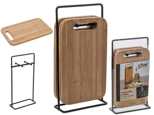 Tabla de Cortar Bambu con Base Set-4