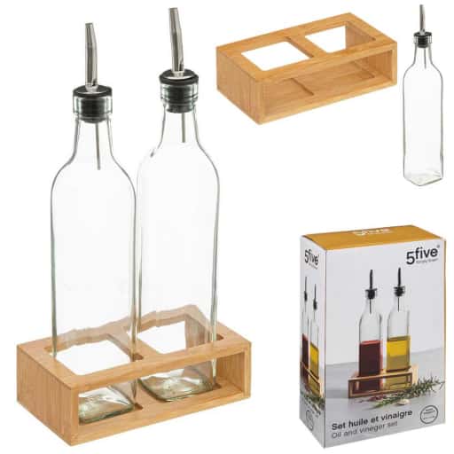 [JJ-181823] Aceitera-Vinagrera con Base Bambu