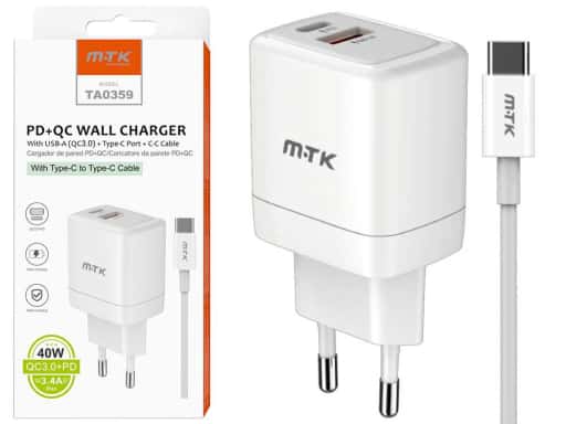 Cargador Red Taylor PD 2U 40W+Cable