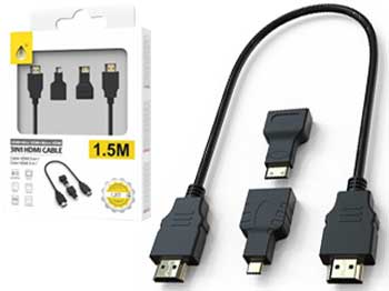 [OP-2100252] Cable HDMI 3en1 (Micro+Mini) 1,5m