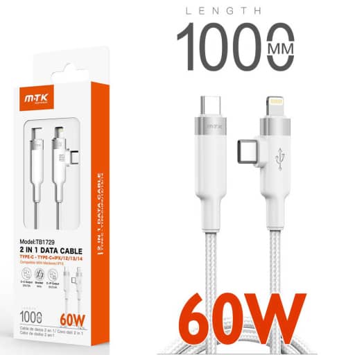 [OP-0157291] Cable Dato 2en1 Type-C+Lightning 1m