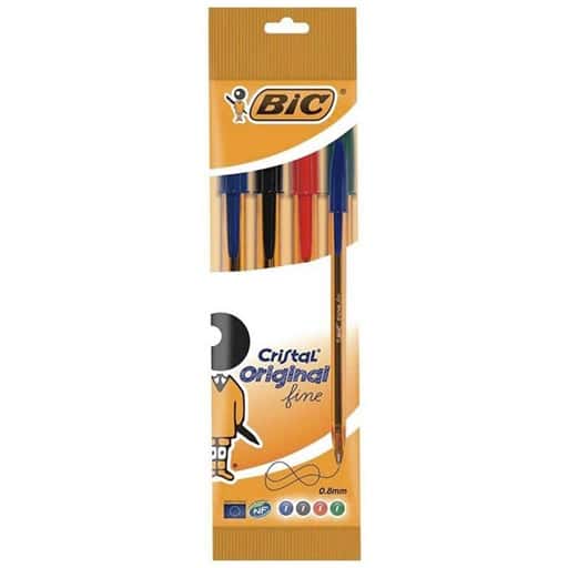 Boligrafo Cristal Fine Pack 4